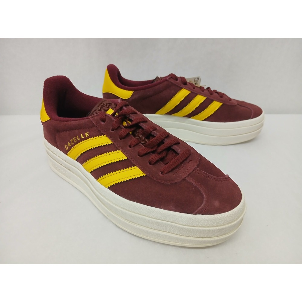 adidas Gazelle Platform Sneakers Burgundy and Yellow